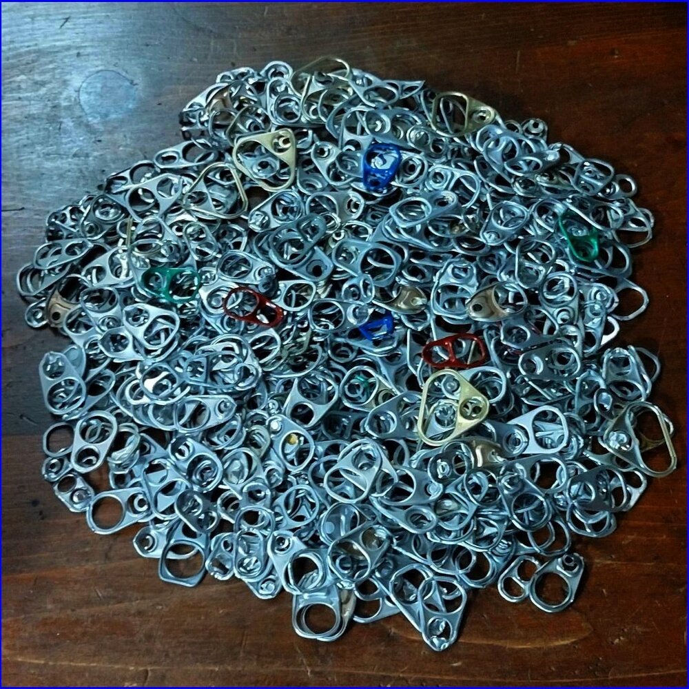 500 Aluminum Pop Top Pull Tabs of varying sizes and colors for crafting